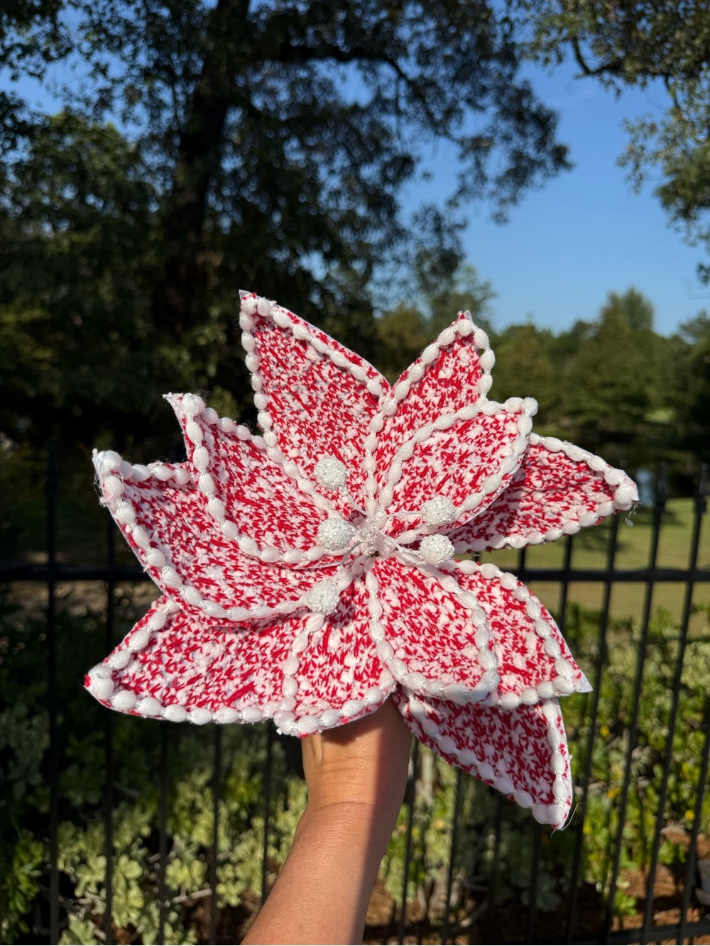 Kirklands Set of 4 Red White Poinsettia Christmas Picks